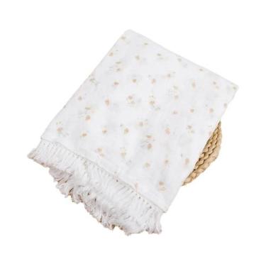 Imagem de Mantas De Algodão Respirável Muslin Duplo Com Franjas Para Bebês E Cri