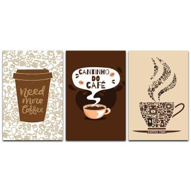 Imagem de Kit Placas Quadros Decorativos 3 Peça 20x30 Cantinho Do Café