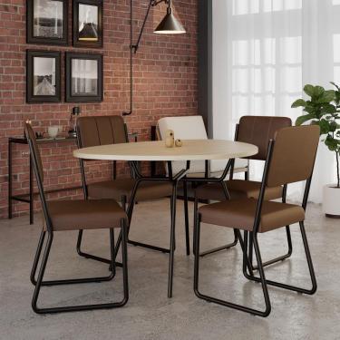 Imagem de Conjunto Mesa De Jantar Soho Orgânica Com 04 Cadeiras Next Est.preta - Ciliegio E Cr Whisky