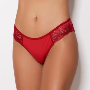 Imagem de Tanga Fio em Renda e Microfibra Cor:RubiTamanho:G - Kit Mania Lingerie