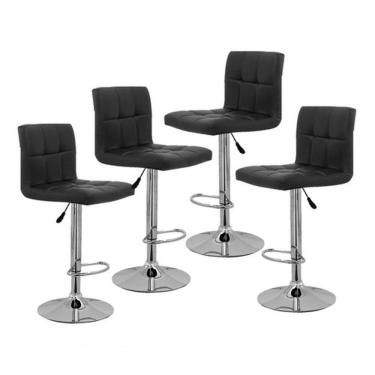 Imagem de Kit 4 Banquetas Alta Cozinha Bar Balcão Bancada Americana Giratória Gomos Pu Preta