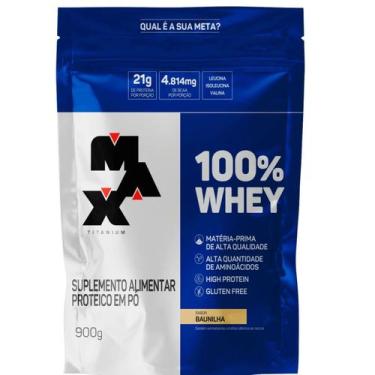 Imagem de 100% whey baunilha 900g refil - MAX TITANIUM