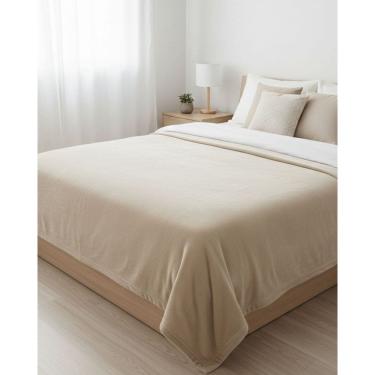 Imagem de Manta Casal Lisa Bege Jolitex Dyuri – Microfibra Super Macia Medidas 1,80x2,20