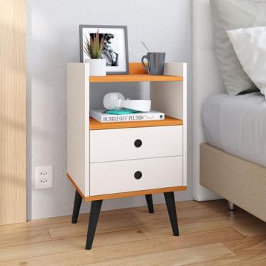 Imagem de Mesa de Cabeceira Moderna Mesinha Canto Quarto Apoio Cama 2 Gavetas e 