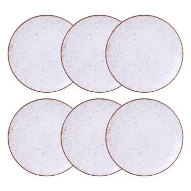 Imagem de Jogo De Pratos Rasos 6 Pcs Rústico 25 Cm Porcelana Decorada Tramontina