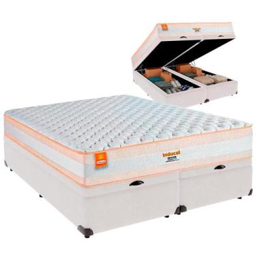 Imagem de Cama Baú Queen e Colchão Denver Molas Ensacadas Inducol Branco