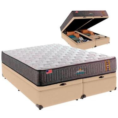 Imagem de Cama Baú Queen e Colchão Embrace Molas Ensacadas King Coil Ocre