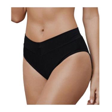 Imagem de Calcinha Cavada Cítara DeMillus Cós Alto Firma Barriguinha - GR, Preto