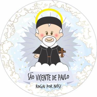 Imagem de Painel de Tecido Sublimado Redondo Santinhos Católicos São Vicente de 