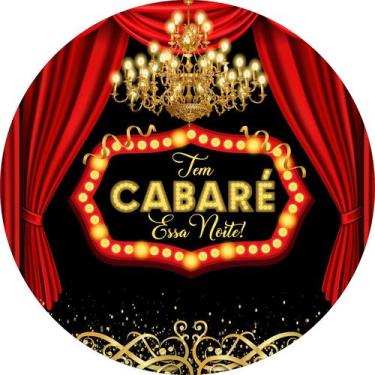 Imagem de Painel de Tecido Sublimado Redondo Tem Cabaré Essa Noite Cortina Verme