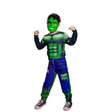 Imagem de Fantasias Hulk Com Enchimento E Mascara Infantil - Fantasia Brás, G: 6