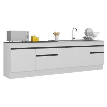 Imagem de Kit Balcão de Cozinha para Pia 150cm e Balcão 120cm com Rodapés Veneza Multimóveis MP2286