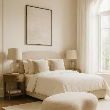 Imagem de Puff Orgânico para Sala de Estar Linho Judi Bege