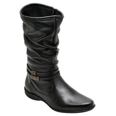 Imagem de Bota Feminina Preta Rasteira Cano Medio Em Couro 1711-Feminino