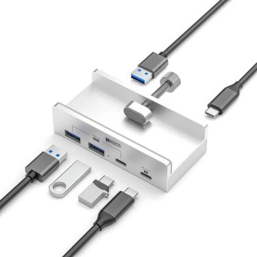 Imagem de Hub Usb Powermount Hrebos If-313 3 Portas Usb-c Prata Cinza