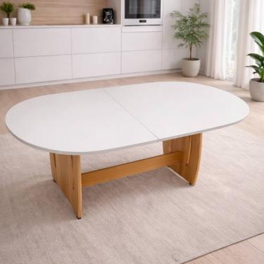 Imagem de Mesa De Jantar Oval 137cm Para Sala E Cozinha Tampo Em Mdf