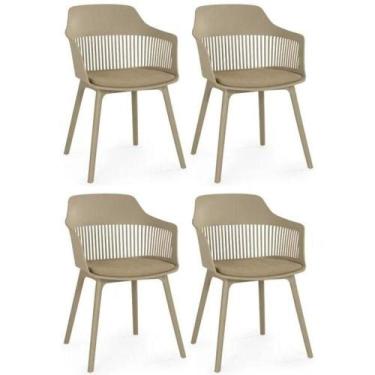 Imagem de Kit 4 Cadeiras Estofada De Jantar Marcela Nude - DECORESHOP