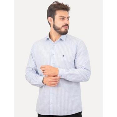 Imagem de Camisa Dudalina Masculina Comfort Superfine Cotton Listrada Azul Claro-Masculino