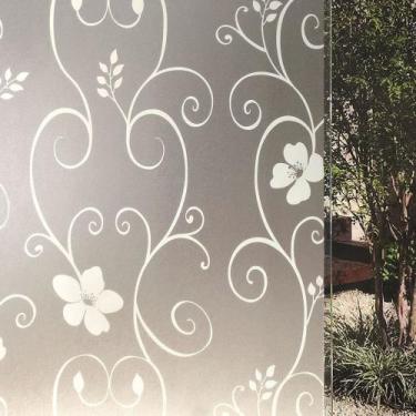 Imagem de Adesivo Sem Cola Janela Vidro Estampa de Flores Brancas 200x60cm - Ope