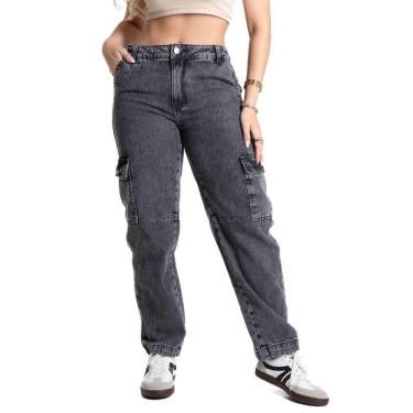 Imagem de Calça Jeans Sawary Barrel - 281254 - cinza 46-Feminino
