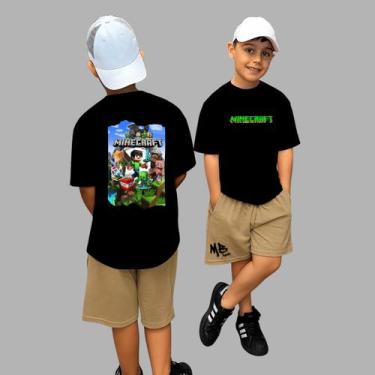 Imagem de Conjunto Camiseta Oversized E Bermuda Infantil Minicraft, Preto, 10