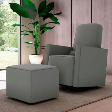 Imagem de Poltrona Para Amamentação Ana Com Puff Reclinável Suede Cinza CasaH