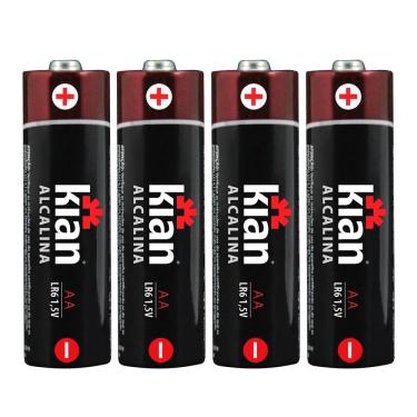 Imagem de Pilha Pequena Alcalina AA Kian com 4 Unidades