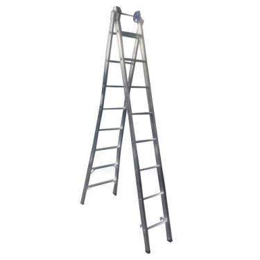 Imagem de Escada Extensiva 4 em 1 2 x 8 Degraus Alumínio  REAL ESCADAS