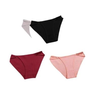 Imagem de Calcinhas De Algodão Listradas Femininas 3PCS Lingerie Sexy Respirável