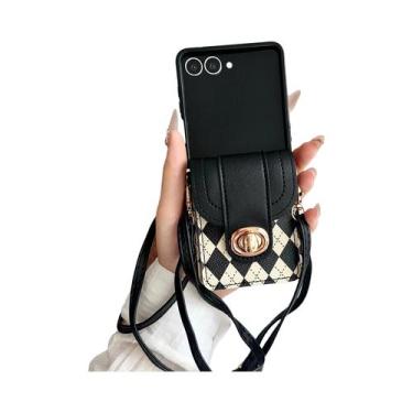 Imagem de Capa De Couro Para Samsung Galaxy Z Flip 7 6 5 4 3 Com Bolsa Transvers