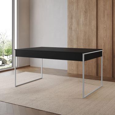 Imagem de Mesa de Jantar Filadélfia Retangular Tampo MDF 120CM X 75CM Preto Base Ferro Branco