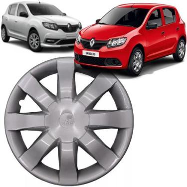 Imagem de 1 Calota Logan Sandero 2015 2016 Aro 15 Polegadas Encaixe Pressão Grid