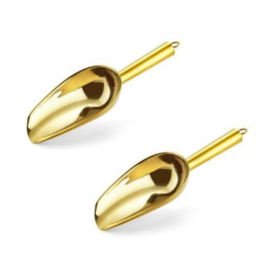 Imagem de Conjunto de colheres de gelo E-far Gold em aço inoxidável 180 ml x 2 s