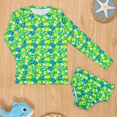 Imagem de Biquini Infantil UV50+ Praia e Piscina Estrelinhas Verde - TubeKids, V