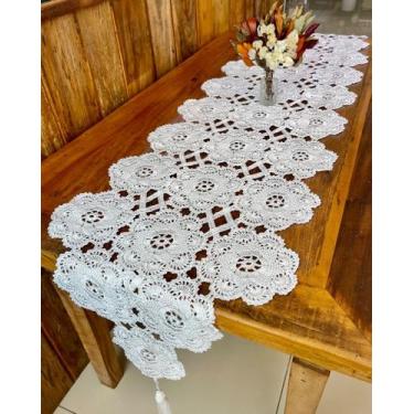 Imagem de Caminho De Mesa 2,10mx45cm Extra Trançado Liso Crochê - Maria Croche V