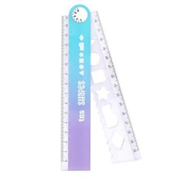 Imagem de Régua Plástica Shapes - 30cm - Dobrável TRIS, LILAS