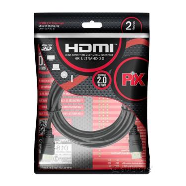 Imagem de Cabo HDMI 2 Metros 2.0 19 Pinos 3D 4K HDR Banhado a Ouro PIX 018-2222