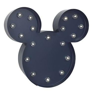 Imagem de Disney Decoração de parede Mickey Mouse iluminada para berçário com temporizador de 2 horas, azul marinho