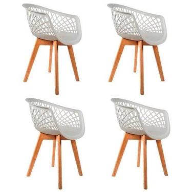 Imagem de CADEIRA WEB WOOD CX 4 - PP BRANCO