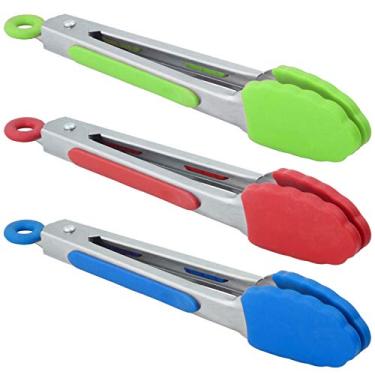 Imagem de HINMAY mini pinças com pontas de silicone, Red Blue Green, 7-Inch, 3