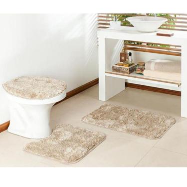 Imagem de Jogo Para Banheiro Classic Com 3 Peças Perola - Tapete Oasis