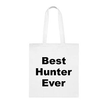 Imagem de Bolsa Tote Hunter Best Hunter Ever Bag, presente caçador, presente para caçador, bolsa de ombro caçador, bolsas reutilizáveis, ideia de de Natal, Branco
