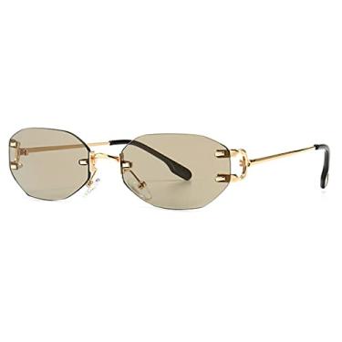 Imagem de Óculos de sol retangulares sem aro feminino masculino tons designer gradiente uv400 óculos de sol retrô óculos de sol sem moldura, C4, outros