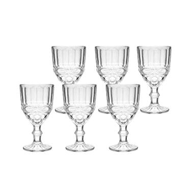 Imagem de Mimo Style Jogo de 6 Taças de Vidro Transparente com Capacidade de 320ml com Alto Relevo em Laço Verre - Ideal para Vinhos, Sucos, Uísque, Água e Cerveja, Cálice para Festa e Casamento