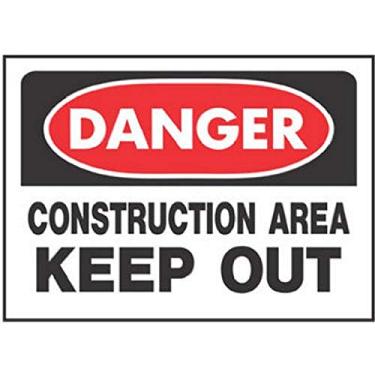 Imagem de Placa Hy-ko Prod Co 520 25,4 cm x 35,5 cm, vermelha, área de construção de perigo