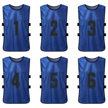 Imagem de Tingpai 6 PCS Adultos Futebol Pinnies Qui Dry Football Team Jerseys Esportes Juvenis Scrimmage Futebol Team T ining Babadores nume dos Prática Colete espo vo