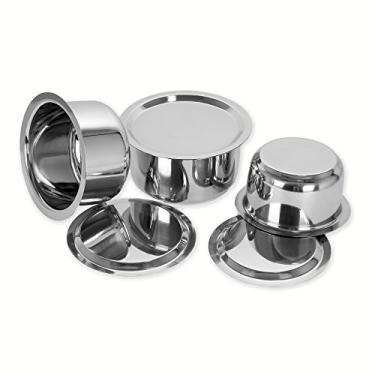 Imagem de Sumeet Conjunto de 3 peças de recipientes de indução de aço inoxidável e fogão a gás / Tope / Conjunto de utensílios de cozinha com tampas tamanho No. 10 a No. 12