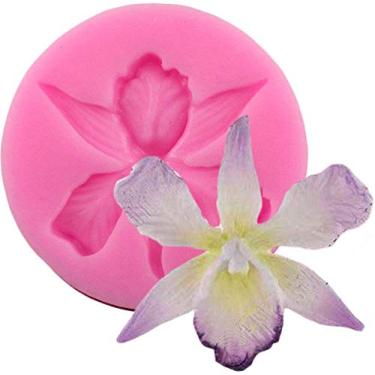 Imagem de Linda e muito pequena orquídea criativa flor floral de silicone molde de cíbico para fazer você mesmo bolo bandeja de assar biscoito 3D Difícil doces sobremesas gota cola ferramenta de decoração