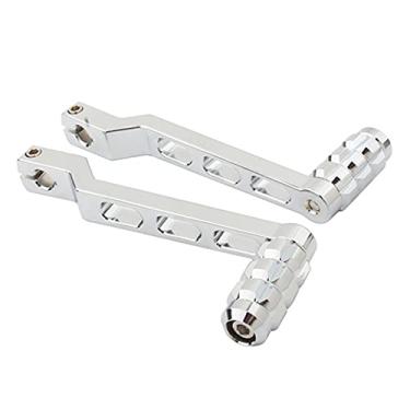 Imagem de TOTMOX Alavanca de câmbio de dedo do calcanhar da motocicleta, 2 peças alavanca de câmbio de marchas cromada prata, compatível com Harley-Davidson FL Softail 1986-2017, Touring 1988-depois, modelos Trike 2008-later