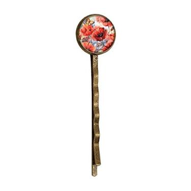 Imagem de Borboleta colorida com flores estilo retrô de metal para cabelo